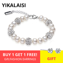 YIKALAISI 925 Sterling Silver Natural Freshwater Pearl Fashion Bracelet Jewelry For Women 8-9mm Pearl 4 Colour Extension chain 2024 - buy cheap