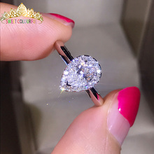 Anillo de boda con diamantes de moissanita, sortija de oro de 100% 18K 750Au, color D, VVS con certificado nacional, 001H 2024 - compra barato