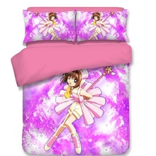 Juego de ropa de cama de Anime japonés, juego de edredón individual y doble tamaño, Captor de tarjetas SAKURA, tamaño Queen y King, para niños, chicas adolescentes 2024 - compra barato