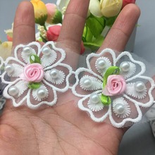 GXINUG 30pcs Vintage Rose Flower Lace Fabric Handmade  Embroidered Lace  Trim Ribbon Applique Dress DIY Sewing Craft 2024 - buy cheap