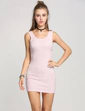 FANALA Sexy Dress Summer Pencil Beach Dress 2018 Vestidos de festa Sleeveless Solid Mini Party Dresses 9 Colors 2024 - buy cheap