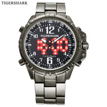 TIGERSHARK Men's Sport Watches Fashion LED Digital Watches Alloy Quartz Watch 30M Waterproof Black Relogio Masculino 2024 - buy cheap