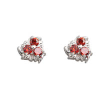 Cute Red Garnet 3*3mm Semi-precious Silver Cool For Womens Stud Earrings ED0473 2024 - buy cheap