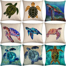 Cotton Linen Marine Turtle Sofa Decorative Cushion Cover Pillow Pillowcase 45*45 Throw Pillow Home Decor Pillowcover 40616 2024 - buy cheap