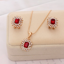 Fashion Gem Jewelry Sets CZ Stone Chain Crystal Pendant Necklace/ Earrings Bridal Accessories Women Wedding Jewelry Sets 2024 - buy cheap