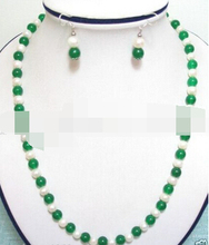 . 270 Natural 7-8mm blanco perla de agua dulce verde collar pendientes conjunto 2024 - compra barato