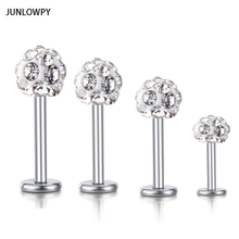 JUNLOWPY 1pcs Frido Crystal Tragus Piercing Labret Lip Rings Piercing Labret Barbell Lobe Earring Ear Cartilage Helix Bar 6-12mm 2024 - buy cheap