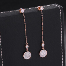 2018 New Long Zircon Tassel Stainless Steel Drop Dangle Earrings for Women Fashion Elegant Statement Jewelry Brincos Gift SJ51 2024 - buy cheap