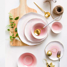 Nordic Color Changing Ceramic Plate Golden Edge Porcelain Dinner Plate Set Salad Bowl Steak Dessert Cake Tray Irregular Dishes 2024 - buy cheap