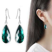 LUKENI Trendy Gold Crystal Green Water Drop Earrings For Women Jewelry Fashion Silver 925 Girl Earrings Ladies Party Accessories 2024 - buy cheap
