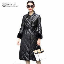 2020 Women Black Winter Coat Real Mink Fur Thick Genuine Leather Jacket Long White Duck Down Sheepskin Coats Plus Size  OKB245 2024 - buy cheap
