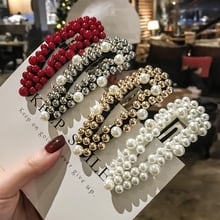 Nuevas pinzas de pelo para mujer BB con perlas de imitación de perla, horquilla hecha a mano a la moda, accesorios para el cabello con broche de diseño coreano elegante 2024 - compra barato