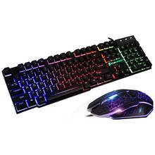 Rainbow Backlit USB Cable Game Keyboard Ergonomic Game Keyboard LED Backlight Illuminated Keyboard Mouse Mouse Pad Set 2024 - buy cheap