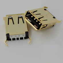 USB-A chapado en oro de alta calidad, 5 uds., enchufe hembra, pegamento negro de 180 grados 2024 - compra barato
