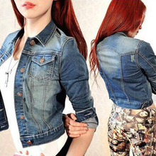 Jaqueta jeans feminina moderna primavera outono 2017, curta, manga comprida, casaco jeans, roupa vintage, jaqueta feminina 2024 - compre barato