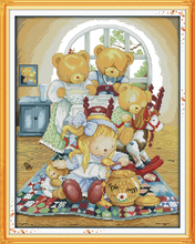 Bear house cross stitch kit cartoon 14ct 11ct count print canvas stitching embroidery DIY handmade needlework 2024 - buy cheap