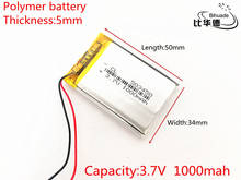 3,7 V 1000mAh 503450 литий-полимерный литий-ионный аккумулятор для Mp3 MP4 MP5 GPS PSP mobile bluetooth 2024 - купить недорого