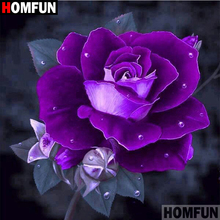 Homfun 5d pintura de diamante completa quadrada/redonda, broca "flor roxa" 3d bordado, ponto cruz, presente, decoração de casa a00160 2024 - compre barato