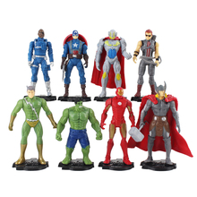 Figuras de acción de los vengadores, Iron Man, Thor, Hulk, Hawkeye, Capitán América, Rick Fury, 8 unids/lote, juguetes para niños, regalo 2024 - compra barato
