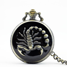Часы с цепочкой-брелком WP4009, кварцевые карманные часы с крутой Скорпион для мужчин и женщин, хит продаж 2024 - купить недорого