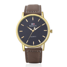 SOXY брендовые модные мужские часы, необходимые для бизнеса, роскошные золотые часы, повседневные кожаные кварцевые часы, аналоговые часы, мужские часы 2024 - купить недорого