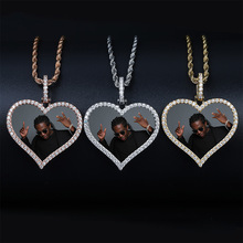 Nueva foto personalización amor forma hombres mujeres pareja colgante collar foto se puede imprimir hielo fuera hip hop regalo joyería 2024 - compra barato