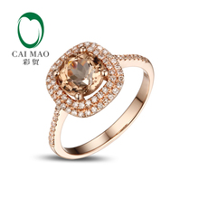 1.49ct VS 7.0 мм круглый Morganite Pave Diamond Настоящее 14 К розовое золото Обручение кольцо 2024 - купить недорого