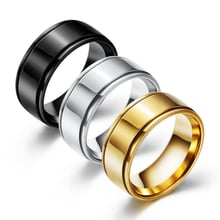 Anillo de moda de acero inoxidable para hombre y mujer, sortija de compromiso de alta calidad, Color negro, dorado y plateado, para boda 2024 - compra barato