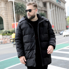 Мужское хлопковое пальто большого размера, теплая длинная Повседневная куртка с капюшоном, черная куртка большого размера, 10XL, 2019 2024 - купить недорого