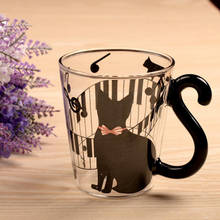 Black Cat Coffee Milk Glass Cup Kids Home Breakfast Milk Drinking Glass Cup with Handle Office After Tea Glass Mug Cup 2024 - buy cheap