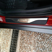 Protector de alféizar de puerta para coche, pegatina de placa de desgaste, embellecedor de cubierta de Panel de umbral, accesorios para Hyundai KONA 2018 2017 2024 - compra barato