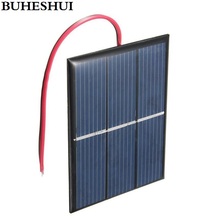 BUHESHUI оптовая продажа 0,65 Вт 1,5 в мини солнечная батарея поликристаллическая солнечная панель 80*60 мм + кабель Обучающие наборы 50 шт./лот Бесплатная доставка 2024 - купить недорого