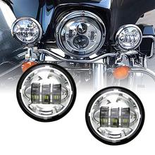 1 Pair 4.5 4 1/2 inch LED Motorcycle Chrome Black Fog Passing Light for  Classic FLHR Road King 2024 - buy cheap
