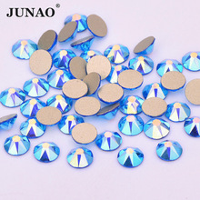 JUNAO 8 большой 8 маленькая накидка синий AB стразы для дизайна ногтей стеклянные камни без горячей фиксации стразы алмазные кристаллы плоские бусины ремесло 2024 - купить недорого