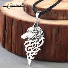 Cxwind Retro Viking Wolf With Cross Knot Necklaces Antique Bronze Animal Wolf Head Charm Pendant Ethnic Necklace Jewelry 2024 - buy cheap