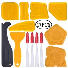 17 Pieces Caulking Tool Kit Silicone Sealant Finishing Tool Grout Scraper Caulk Remover and Caulk Nozzle and Caulk Caps 2024 - купить недорого