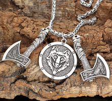 Colar pingente viking de lobo e raven, colar masculino nórdico de runas 2024 - compre barato