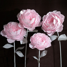 Papel gigante rosa de peônia, folhas grandes para decoração de palco, parede, adereço para fotografia, festa de casamento, artesanato 2024 - compre barato