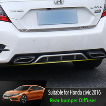 Подходит для Honda Civic 2016-2021 бампер заднего бампера Диффузор бамперы защита губ противоскользящая пластина ABS хромированная отделка 1Pes 2024 - купить недорого