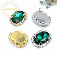 Free shipping Malachite green Oval Glass Crystal sew on rhinestones with Crystal buckle Diy wedding dress Mobile Accessories 2024 - buy cheap