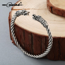 Cxwind Men Nordic Viking Double Dragon Bangle Antique Jewelry Bronze Open Cuff Bracelet Scandinavian Costume Accessories 2024 - buy cheap