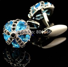 Free shipping Quality Cufflinks 3colors option blue/black/muti crown design hotsale copper material cufflinks whoelsale&retail 2024 - buy cheap