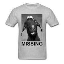 Funny T-shirt Missing Goat T Shirt Printed For Man Grey Tshirts Summer Street Style Tops Cotton Tees Hipster Clothes Funny 2024 - buy cheap