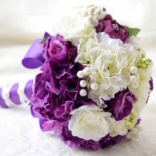 Свадебные букеты Kyunovia мятно-синего цвета, искусственные шелковые цветы, свадебные украшения, розы, Свадебный букет невесты с ягодой, FE52 2024 - купить недорого
