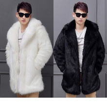 Black/ White Mens Long Section Fake Fur Jackets Large Size Winter Warm Fake Fur Outwears Turn Down Collar Thick Fur Coats D378 2024 - buy cheap