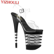 new, 8-inch high heel sandals, fashion stripe platform, baking 20 cm high heels 2024 - buy cheap