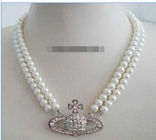 Envío Gratis, 2 filas, collar de colgante de Cruz de tierra de cristal de perla blanca Real 2024 - compra barato