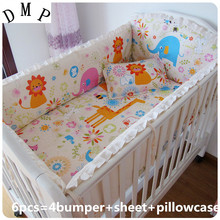 6PCS Baby Bedding Set Character Crib Bedding Baby Bedclothes protetor de berco Toddler Bed Set (4bumpers+sheet+pillow cover) 2024 - buy cheap