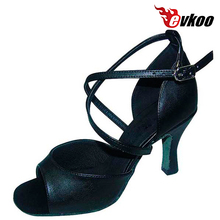 Evkoodance-zapatos de baile de Salsa para mujer, calzado con tacón de 7cm de altura, color negro, tostado, caqui, satinado o cuero de imitación, Evkoo-139 2024 - compra barato