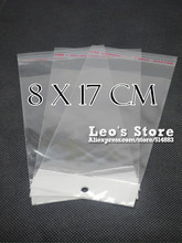 8x17cm Self Adhesive OPP Bag With Hanging Hole, Clear Header Plastic Bag,Supermarket Bag,wholesale free shipping 2024 - buy cheap